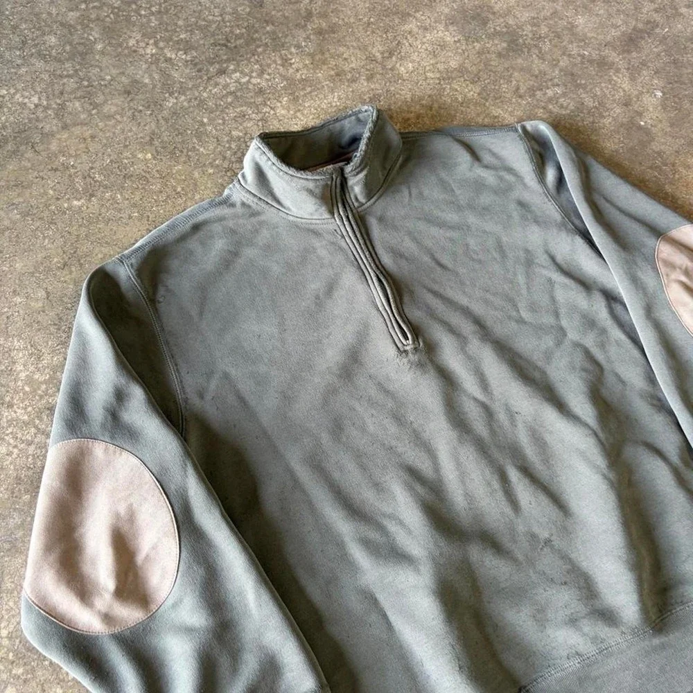2000s orvis green elbow patch quarter zip